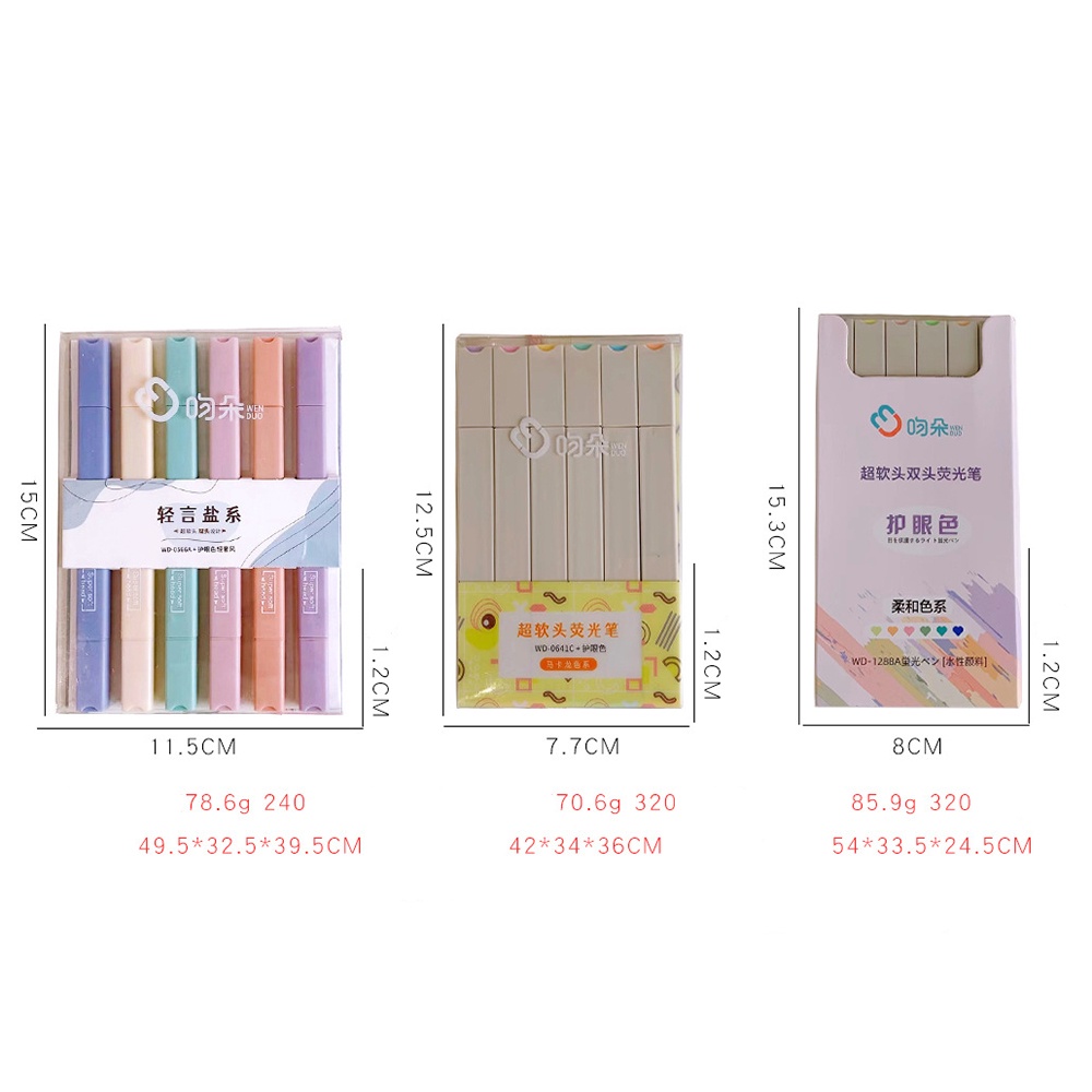 Set 6 bút highlight 2 đầu màu pastel dạ quang đánh dấu nhớ dòng cute dễ thương nhiều màu YOS