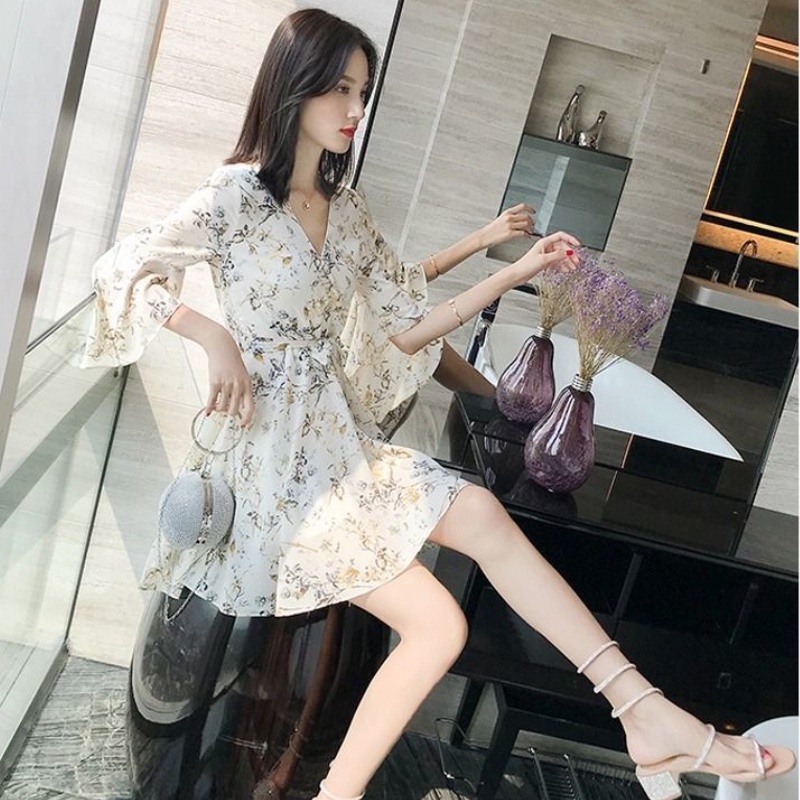 Đầm dáng rộng in hoa kiểu Hàn Quốc thời trang mùa hè cho nữ