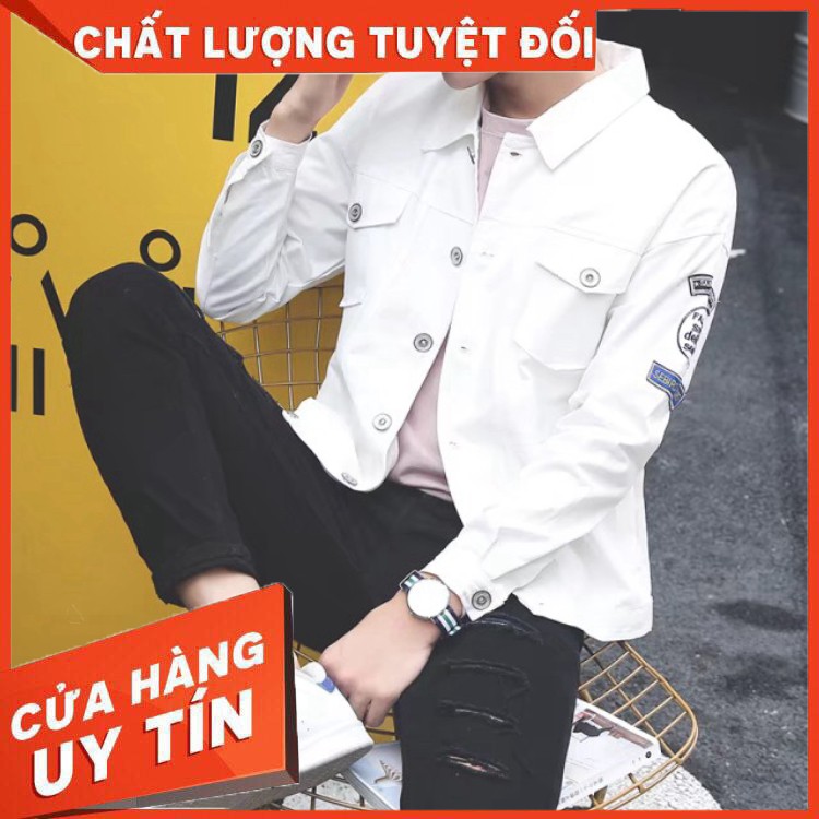 HÀNG CAO CẤP -  [aobonamdep.ross] Áo jean Nam cực chất mã 082 Trắng full size  - Hàng Cao Cấp