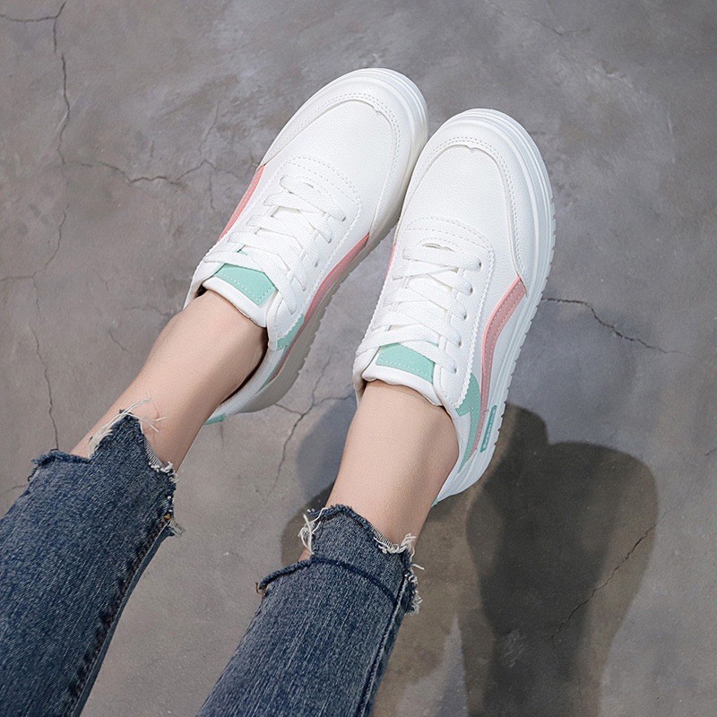 Giày thể thao sneakers nữ trắng ☘️FREESHIP☘️ viền kẻ năng động