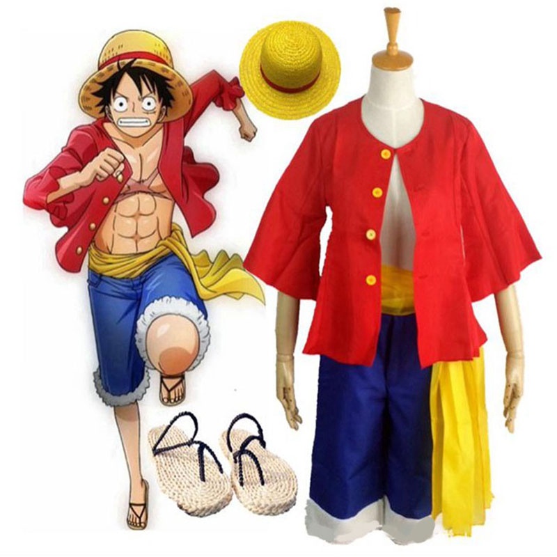 Set trang phục hóa trang Anime One Piece Monkey D Luffy dịp Halloween có bán lẻ tùy chọn