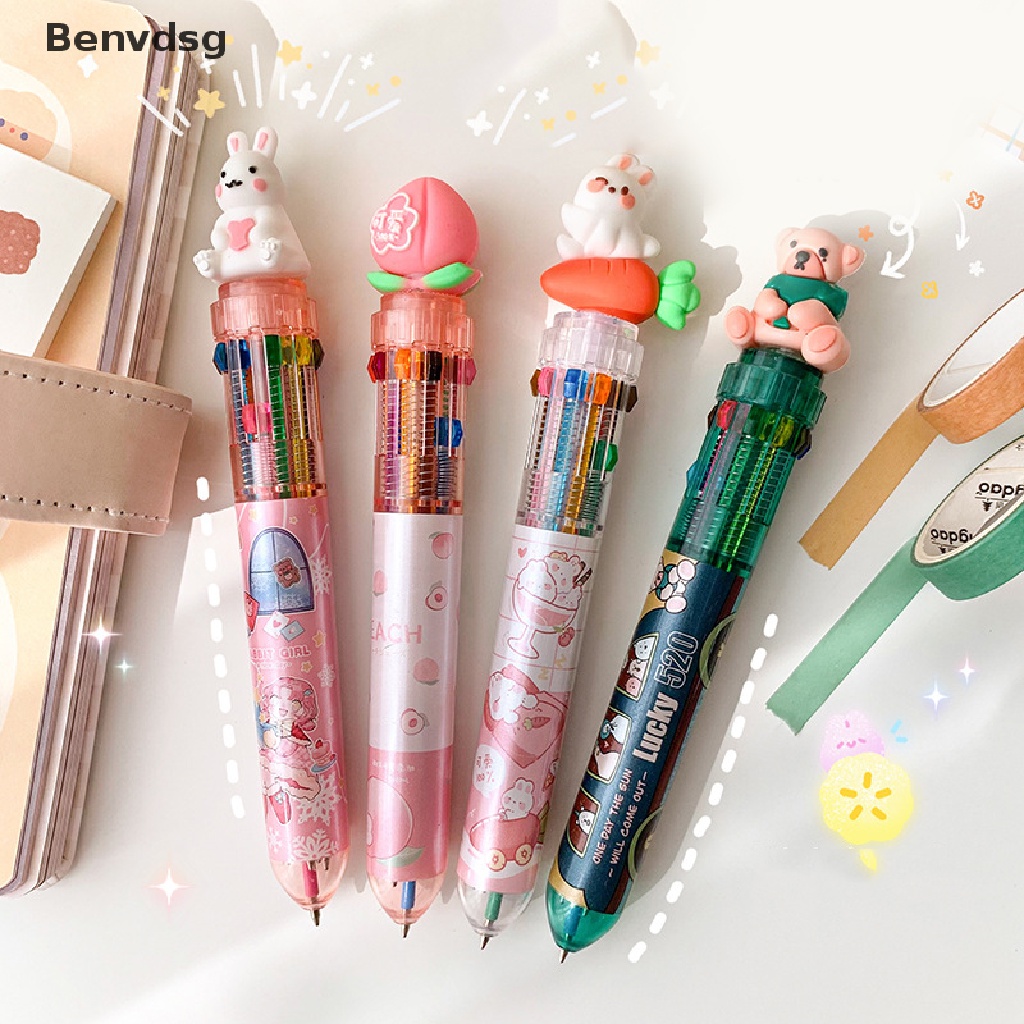 1 Cây Bút Bi Hình Động Vật Hoạt Hình Nhiều Màu 10 Ngòi Thay Thế