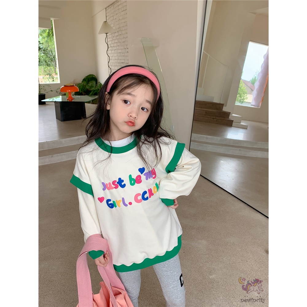 Áo Hoodie Dài Tay In Chữ Cái Phong Cách Hàn Quốc Cho Bé Gái