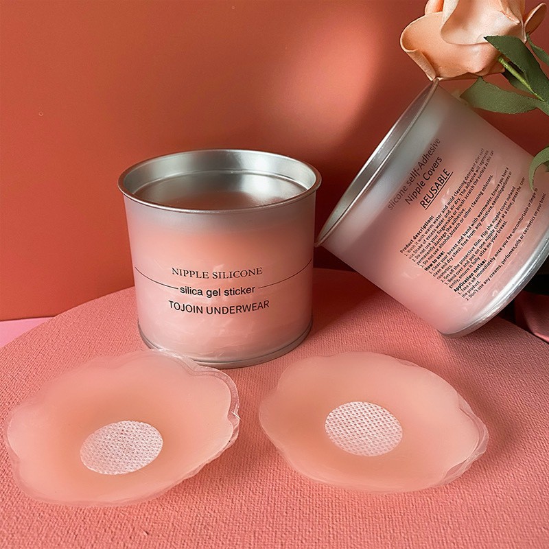 Flashsale Miếng dán ngực Silicone siêu mỏng siêu nhẹ siêu dính - Hộp Hồng có 10 miếng dán