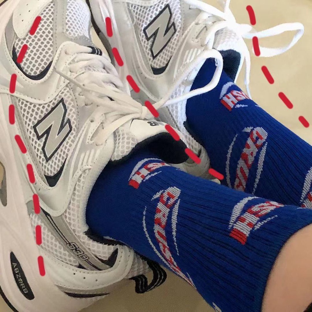 Vớ Thể Thao Cổ Cao Màu Dạ Quang In Chữ Phong Cách Nhật Hàn Thời Trang Xuân Hè