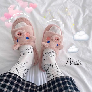 Dép bông nỉ đi trong nhà hình dáng heo đáng yêu, cute chất nỉ mềm mại êm ái cao cấp, đế chống trơn trượt