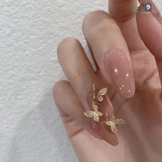 Bộ 24 móng giả đính hạt dán hình bướm [Tặng kèm keo dán]