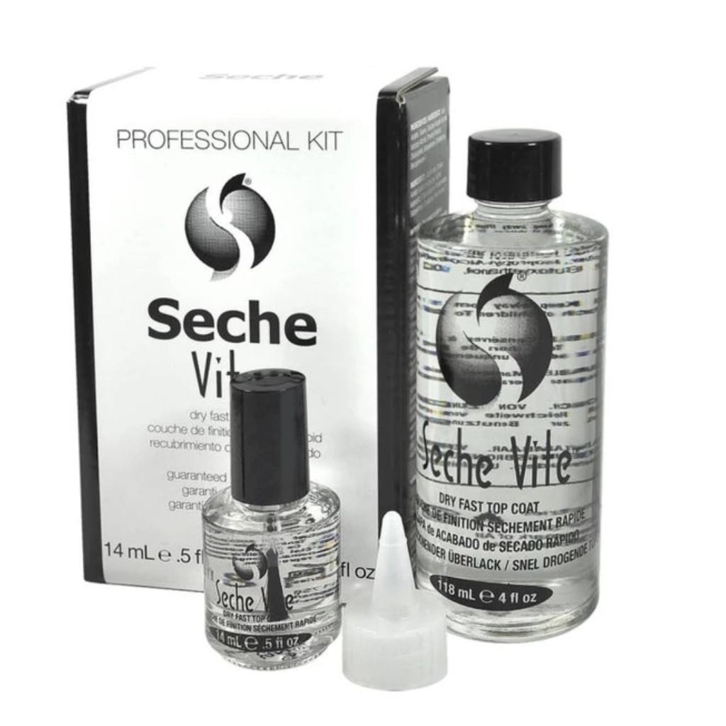 ComBo Kit Sơn Bóng Top Coat Seche Vite First Dry 83040 - 118mL+14mL  #4oz+0.5oz nhanh khô nhất thế giới