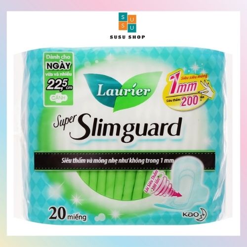 Băng Vệ Sinh Laurier Slimguard Nhật Bản siêu mỏng 22,5cm 20 miếng/gói Khả năng siêu thấm hút đến 200 lần, kiểm soát mùi