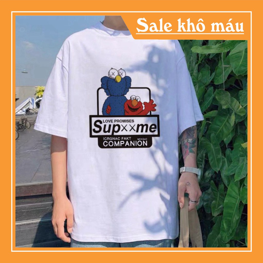 Áo Thun Tay Lỡ In Nhiệt Kaws Supxxme  Unisex  Cao Cấp Nam Nữ - ATIN49