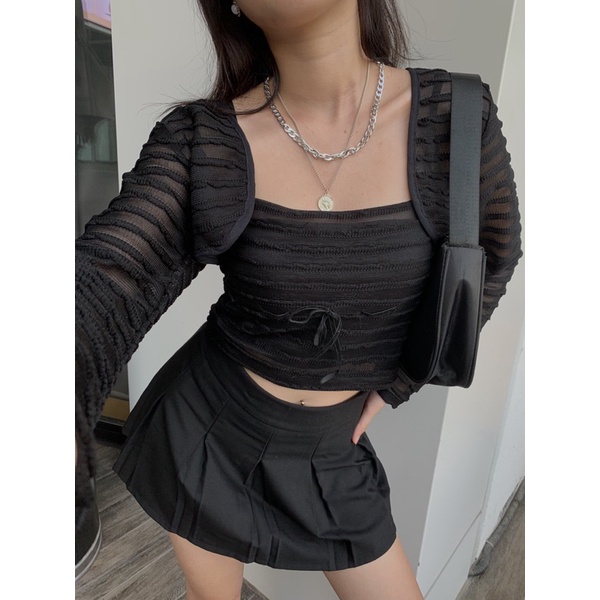 Áo dây angel/ áo cardigan sibling trắng/ đen