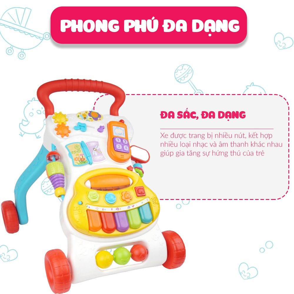 [Mã SGTTC40K giảm đến 40K đơn 50K] Xe tập đi đa năng có bàn nhạc cho bé Winfun 0804 - Hàng chính hãng