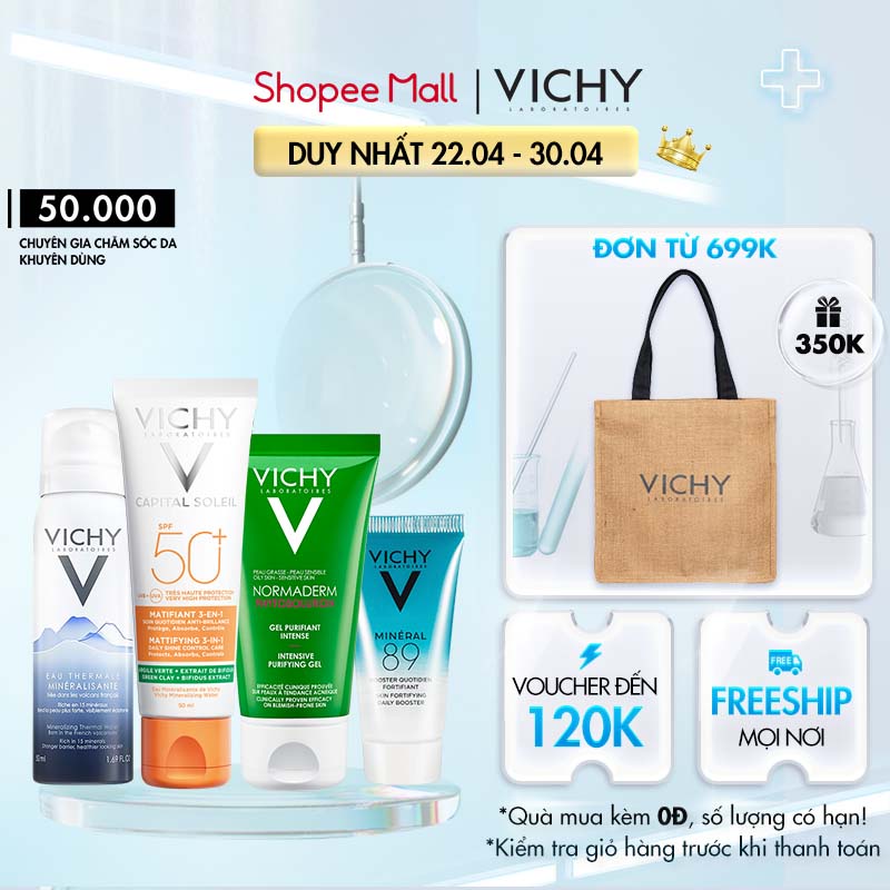 Bộ sản phẩm chăm sóc &amp; bảo vệ da dầu mụn VICHY Capital Soleil Mattifying