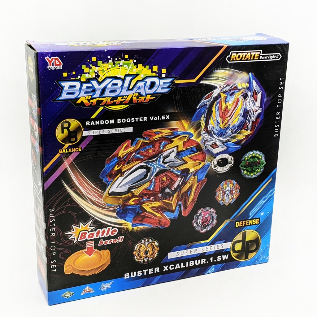 Bộ 6 Con quay BeyBlade + 2 Tay phóng + Sàn đấu - Con quay vòng xoay thần tốc