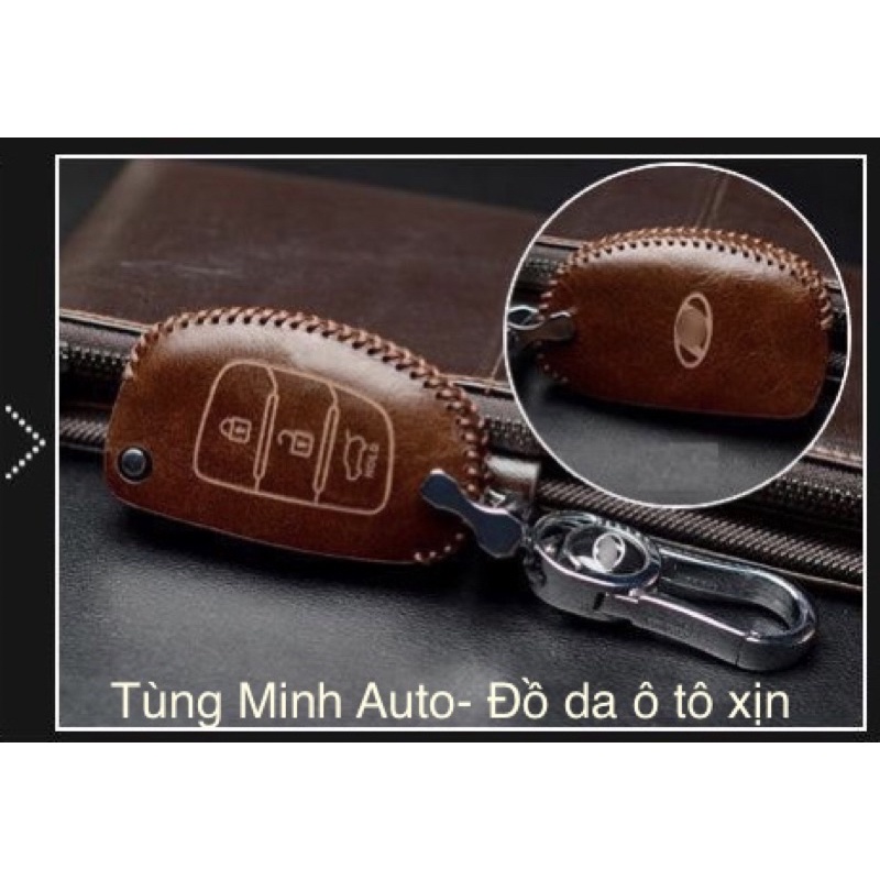 Bao Da Chìa Khóa Hyundai I10, Elantra, Tucson, Accent,solati chìa gập điện, bọc chìa khoá da thật , khắc tên sđt