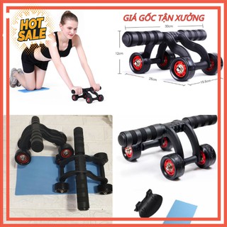 Con lăn tập bụng 4 bánh tặng kèm thảm kê đầu gối, đồ tập thể dục tại nhà