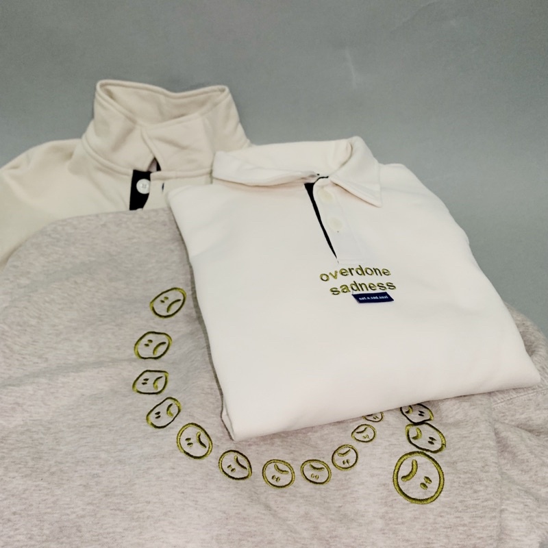 Áo nỉ tay dài cổ polo sweater OVERDONE - NASS