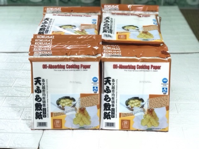 Giấy thấm dầu thức ăn Nhật - Giấy thấm dầu kokusai 20 tờ kích thước 24x25cm
