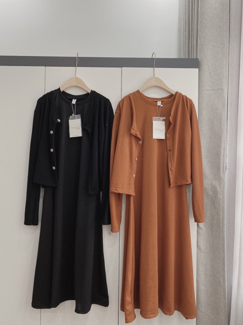 SET VÁY COTTON ZIP XOÈ MIX KHOÁC CARDIGAN