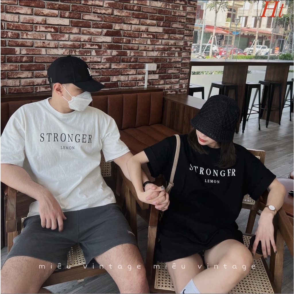Áo Phông  Stronger Áo thun phông nam nữ UNISEXCotton tay lỡ form rộng [ Tăng kèm dây buộc tóc và khẩu trang ]