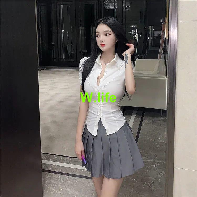 Áo Sơ Mi Màu Trắng Trơn Thắt Eo Phong Cách Hàn Quốc Hàng Mới Dành Cho Nữ