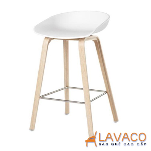 Ghế quầy bar hay stool lưng nhựa chân gỗ nhập khẩu- Mã 403A