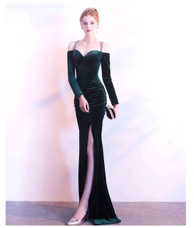 Váy dạ hội nhung rớt vai