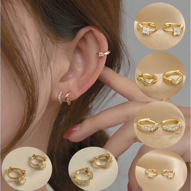 Khuyên Tai Tròn Đính Đá Zircon Thời Trang Hàn Quốc Cho Nữ