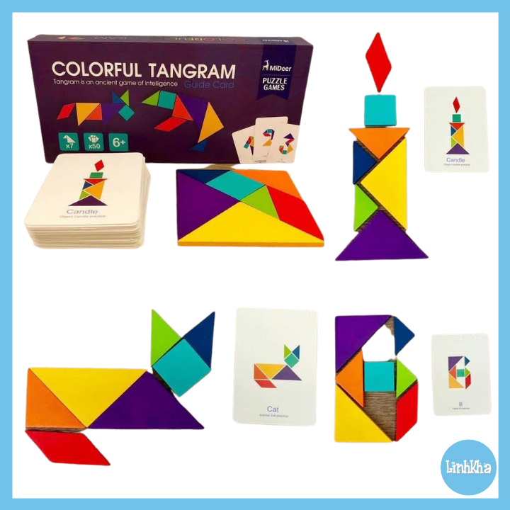 Bộ Xếp Hình Thông Minh Bằng Gỗ - Tangram - Chính Hãng Mideer