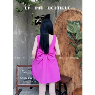 Đầm suông form A nơ sau sát nách