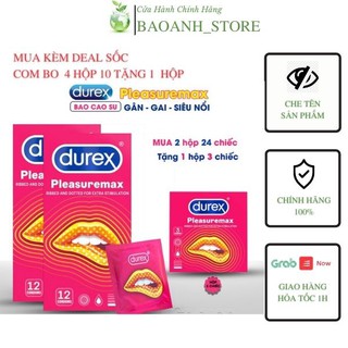 Bao cao su gân gai Durex Pleasuremax 12 bao, gai đều nhiều gel,an toàn