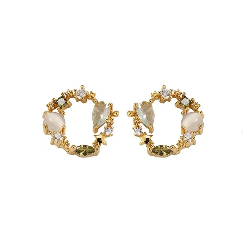 Hoa tai hàn quốc hoa tai kim cương lấp lánh hoa tai vòng hoa