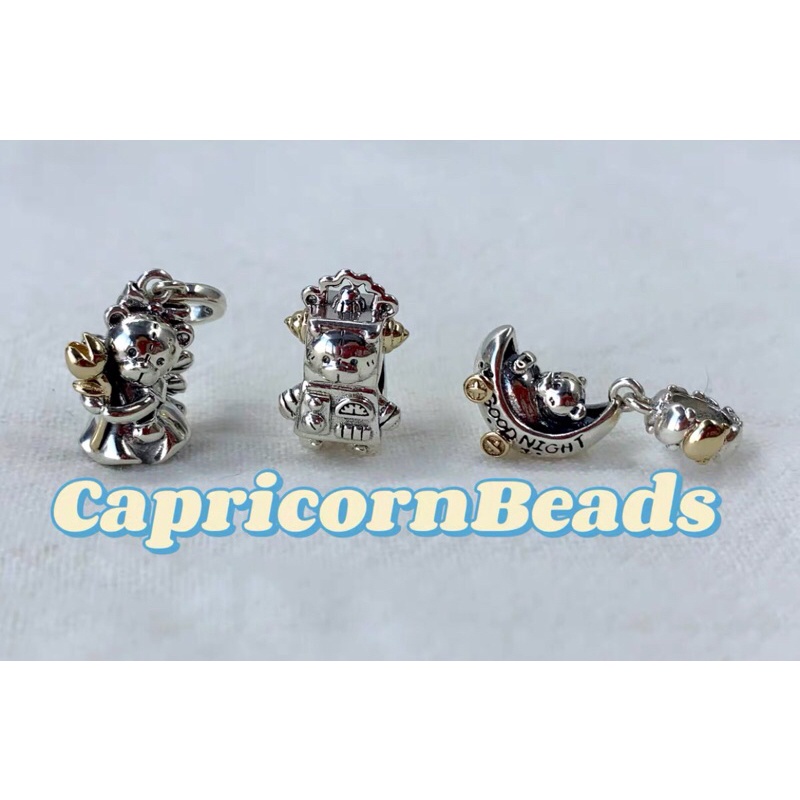 Bộ sưu tập charm gấu auth bằng bạc 925 và vàng 14k