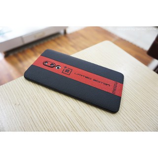 Miếng dán da skin meizu 15 plus - da 3 sọc đỏ đen - d01,06-1