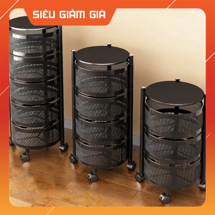 🔥Bảo hành 24 tháng 🔥Kệ Xoay tròn Đa Năng .Kệ Rau Củ Quả 5 Tầng Có Bánh Xe Di Chuyển.