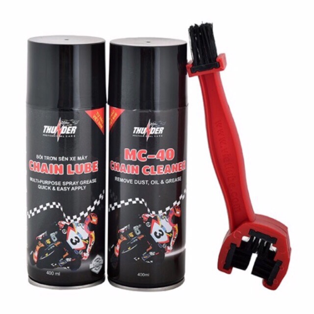 Combo chăm sóc sên thunder MC-40 chain cleaner 400ml và bàn chải 3M