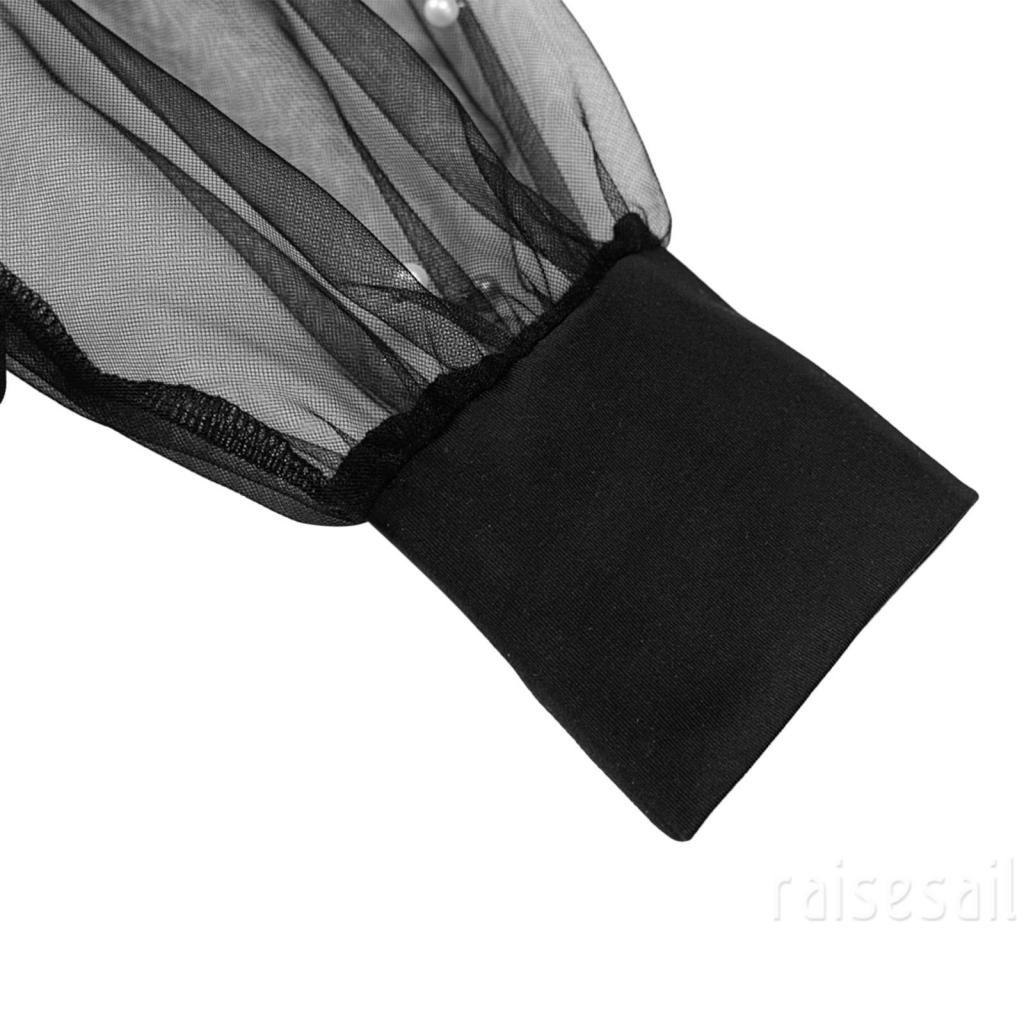 Áo Liền Quần Tay Dài Cổ Tròn Màu Trơn Lưng Cao Phối Lưới Thời Trang Cho Nữ | BigBuy360 - bigbuy360.vn