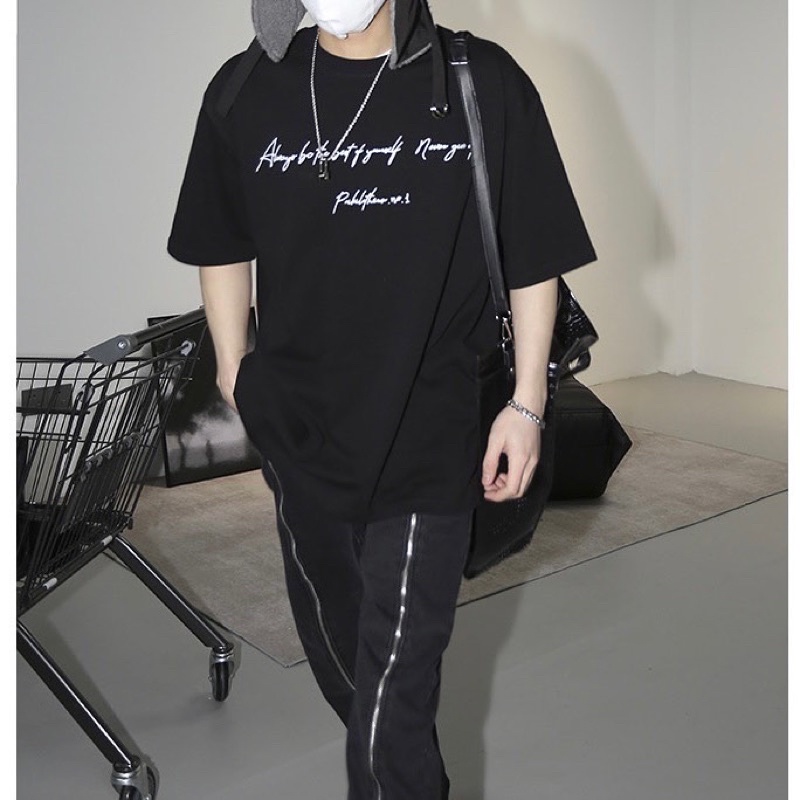 Áo thun tay lỡ nam nữ,in chữ Paki 2 màu