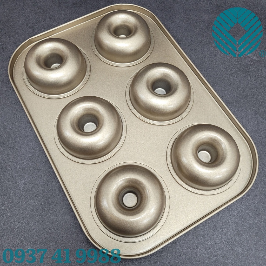 Khuôn làm bánh Donut 6 bánh chống dính cao cấp 26.5cm x 18.5cm x 2.5cm MB820 - Đại Vạn Phát