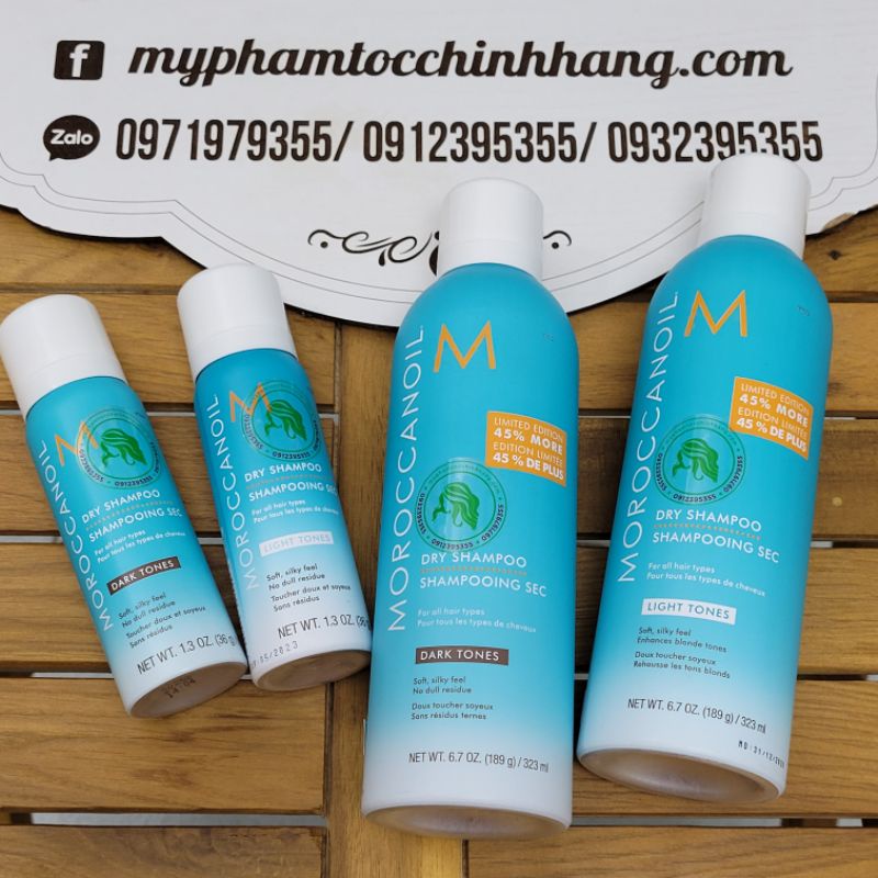 DẦU GỘI KHÔ MOROC DRY SHAMPOO TỐI MÀU DARK TONE VÀ LIGHT TONE SÁNG MÀU 62ml - 217ml