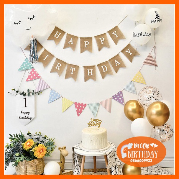 Set Sinh Nhật Hàn Quốc Mẫu Mới, Trang Trí Sinh Nhật Style Hàn Nhẹ Nhàng Dễ Trang Trí  Tặng Kèm Đồ Bơm Băng Dính Bóng