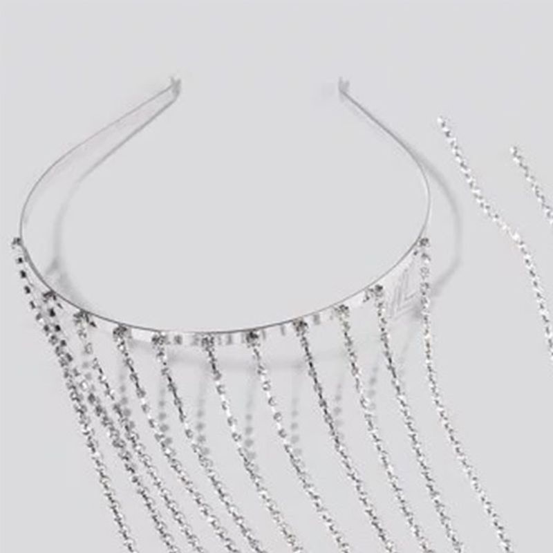 Băng Đô Cài Tóc Dáng Dài Đính Đá Pha Lê Phong Cách Vintage