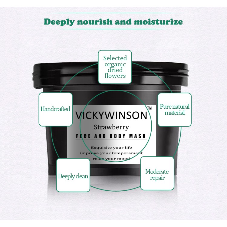 Vickywinson Kem Dâu Tây Tẩy Tế Bào Chết Hỗ trợ giảm mụn 50g Dưỡng Ẩm Làm Trắng Da