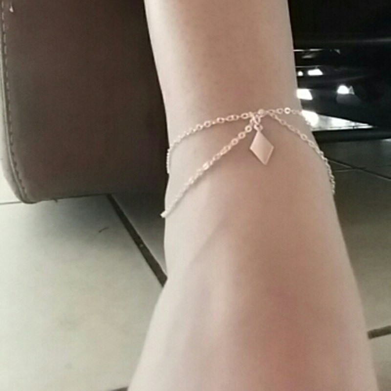 Lắc chân mạ màu vàng/ bạc mặt hình thoi dễ thương thời trang cho nữ