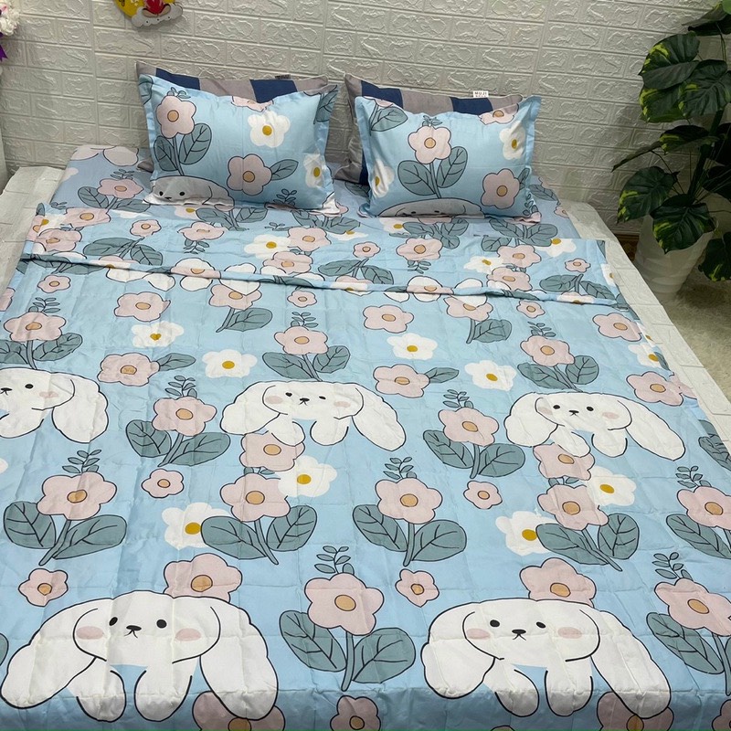 Bộ Chăn Ga Gối Hè 5 Món Cotton Polly Cao Cấp Hàng Loại 1 Sét Ga Gối 5 Món Đủ Kích 1m6 1m8 2m