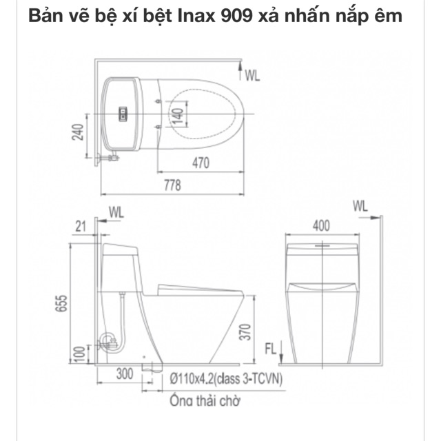 Bồn cầu INAX AC-909VRN chính hãng