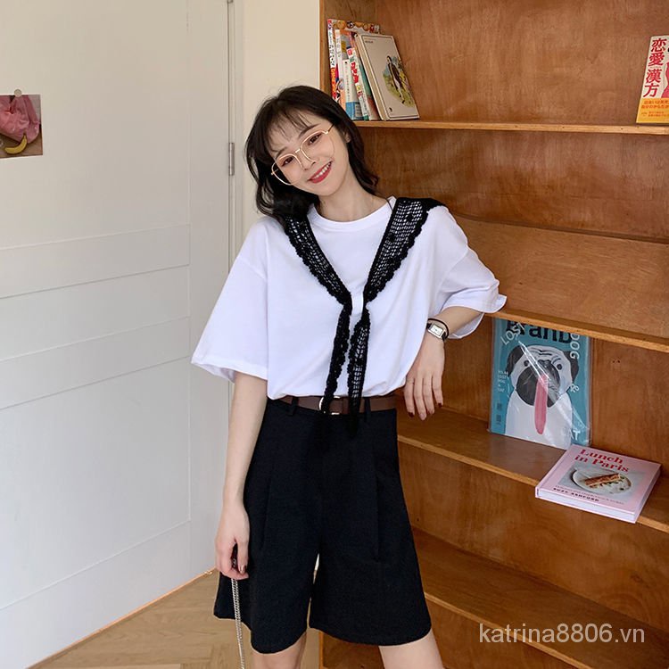 Set áo thun và quần ngắn lưng cao ống rộng phong cách Hàn Quốc dành cho nữ
 | BigBuy360 - bigbuy360.vn