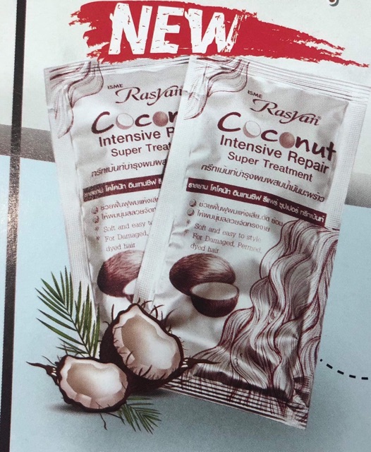 Kem Ủ Tóc Dừa Siêu Mềm Mượt RASYAN Coconut Intensive Repair Super Treatment 30ml - Thái Lan | BigBuy360 - bigbuy360.vn