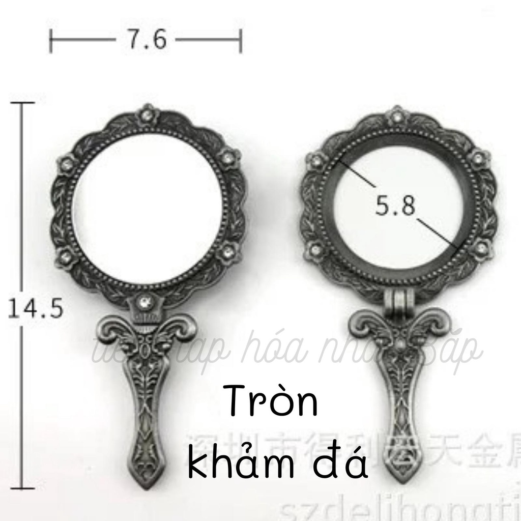 Phôi Gương Có Tay Cầm Loại Tròn, Bầu Dục Phong Cách Vintage