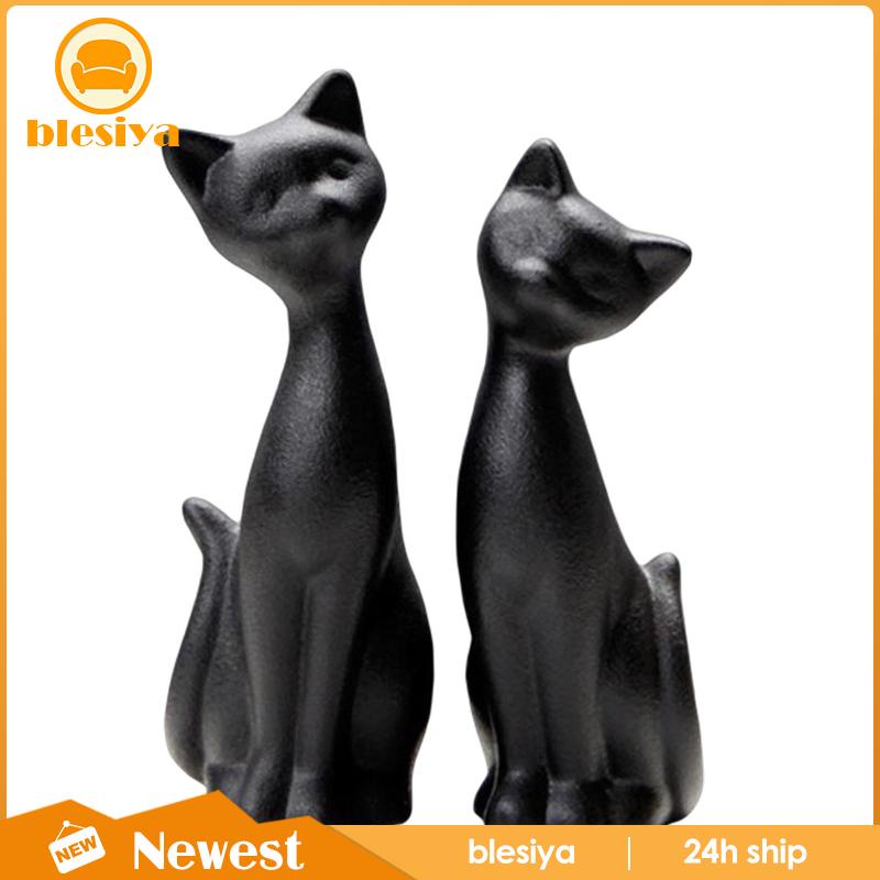 [Blesiya] Set 2 Tượng Mèo Con Trang Trí Kệ Sách Hiện Đại